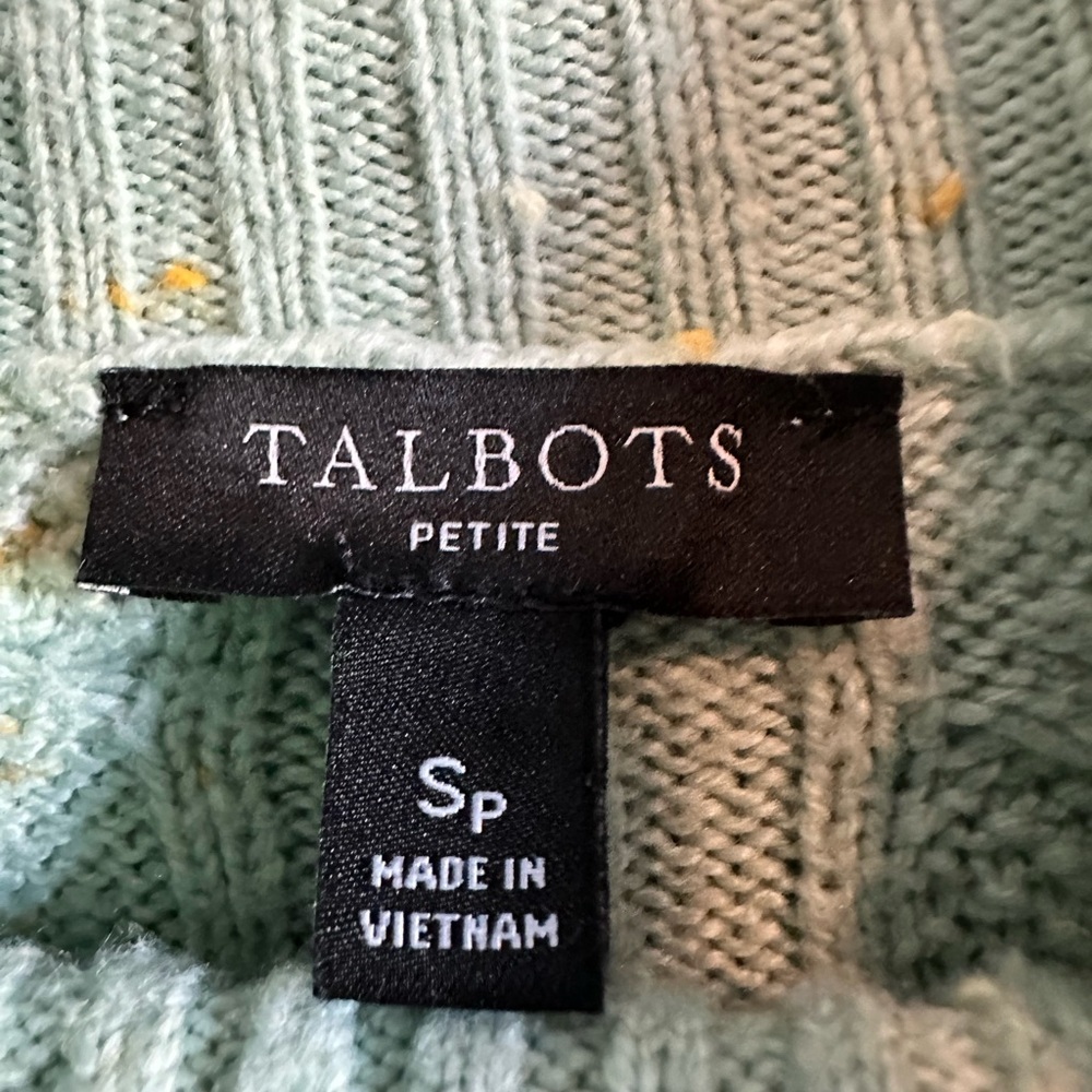 Talbots Women's Cable Knit Turtleneck Sweater - Light Green - Picture 3 of 5